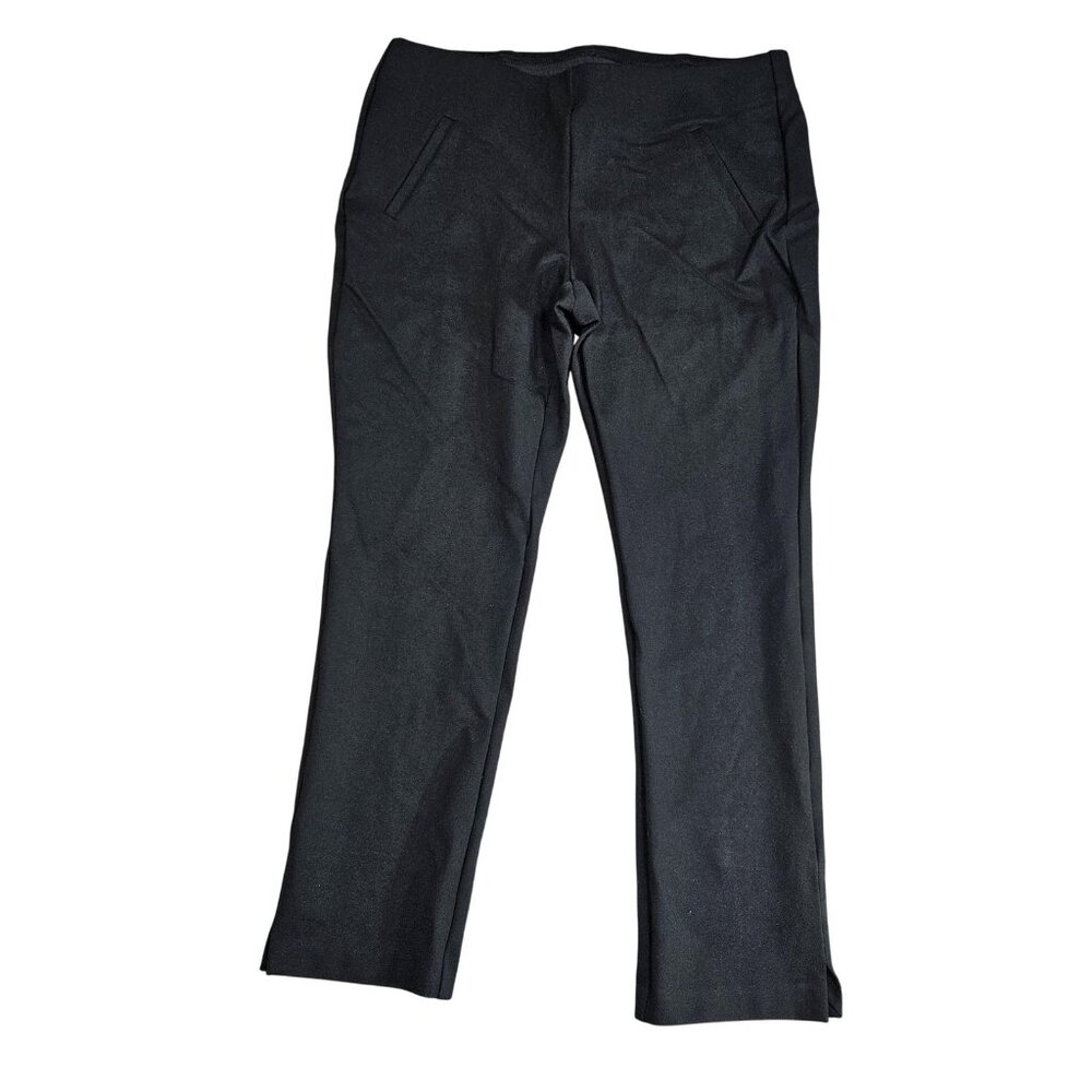 Chico's Straight Leg Dress Pants Womens 1.5P‎ US 10P Black Pull On Stretch